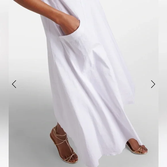 VINCE Linen Blend A-line Dress White Midi Size Small - Picture 4 of 10